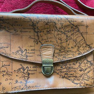 PATRICIA NASH Old World Leather Map Print Digione Crossbody
